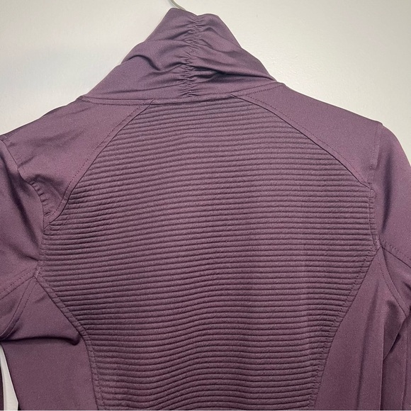 Athleta Women's Dark Purple Activewear Track Jacket Thumbhole Sz M High Neck Zip - Picture 7 of 12